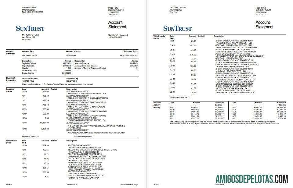 USA SunTrust Bank 2p modelo